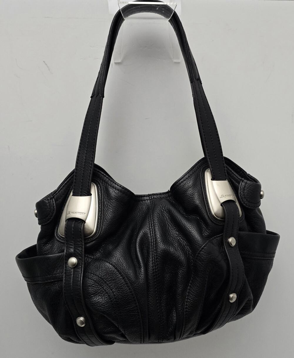 B. Makowsky Hobo Handbag Slouchy Black Pebbled Leather Shoulder Bag Purse